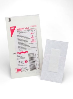 3M 3564E |BX/50 MEDIPORE+ PAD SOFT CLOTH ADHESIVE ISLAND WOUND DRESSING W/ NON-ADHERENT PAD 4 x 2 3/8" STERILE FLEXIBLE BREATHABLE HYPOALLERGENIC LATEX-FREE