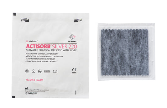JNJ MAS105 |BX/10 ACTISORB SILVER 220 ACTIVATED CHARCOAL DRESSING WITH SILVER 10.5CM X 10.5CM